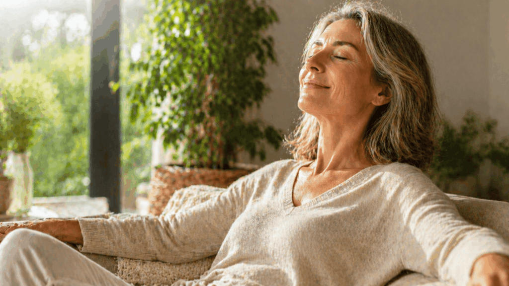 une personne ménopause serein avec les fleurs de bach