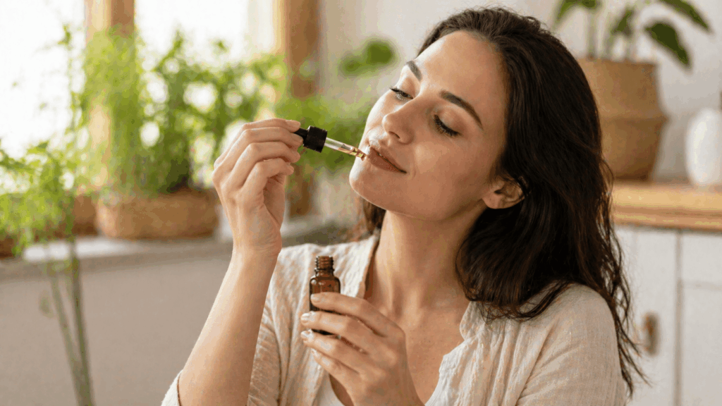 une personne prenant la fleur de bach