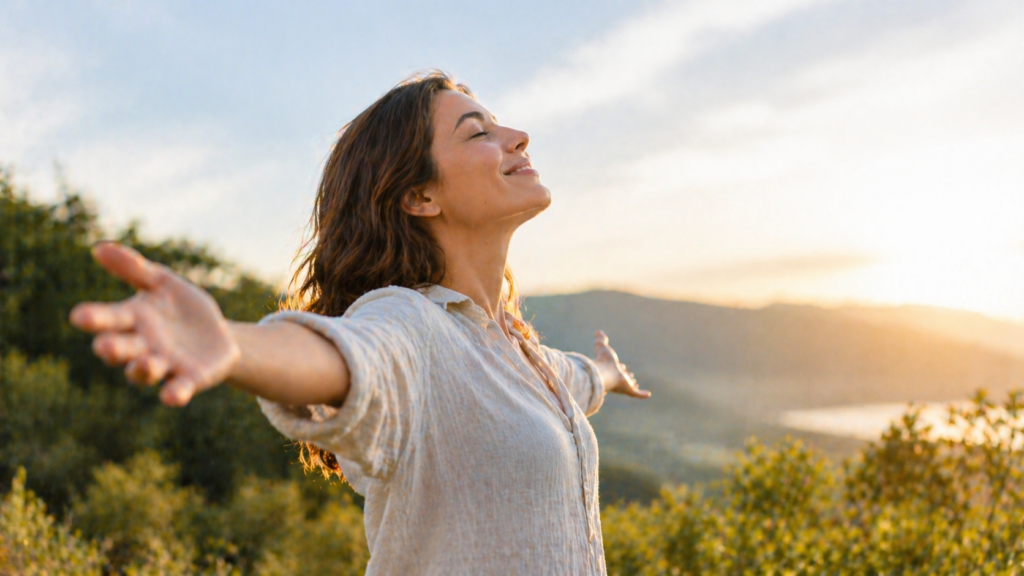une personne serein grace a la fleur de bach pour une meilleure confiance en soi