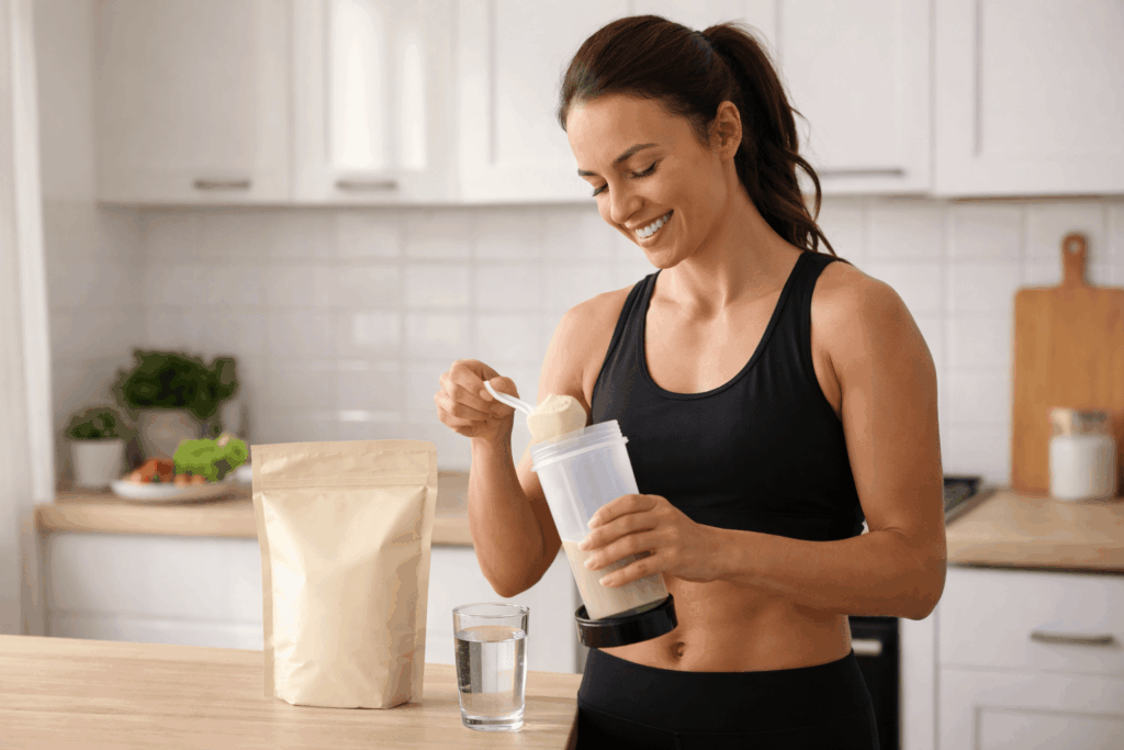 une portive prenant les produit de la marque bulk ou nutripure