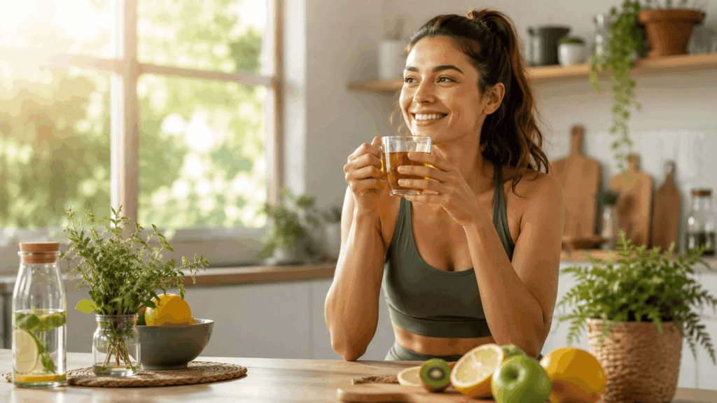 Petit-déjeuner lumineux dans une cuisine moderne