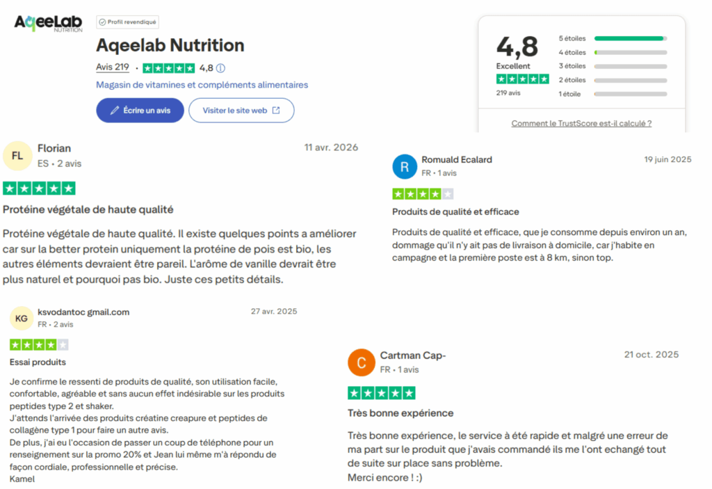 avis des clients sur aqeelab nutrition