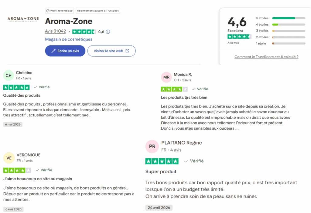 avis des clients sur aroma-zone