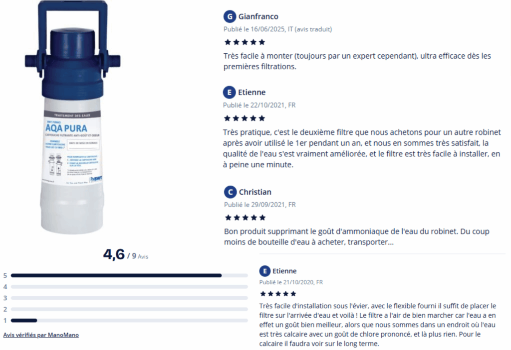 avis des clients sur bwt aqa pura