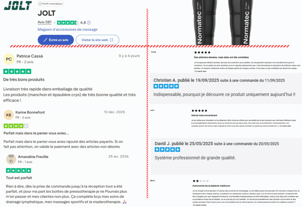 avis des clients sur jolt ou normatec