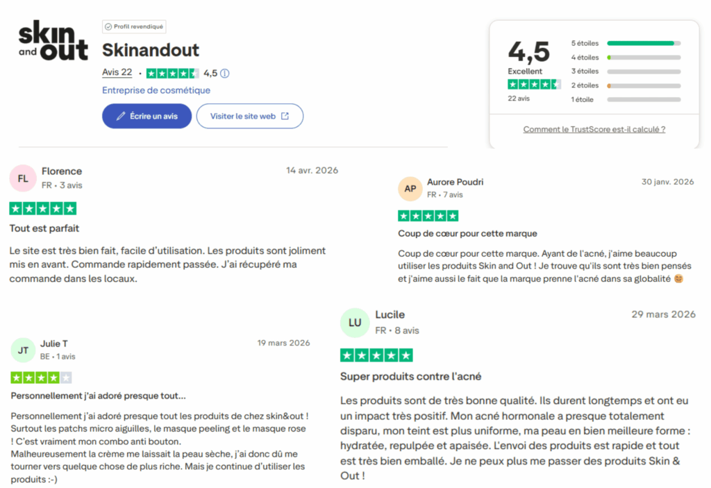 avis des clients sur la marque skin and out