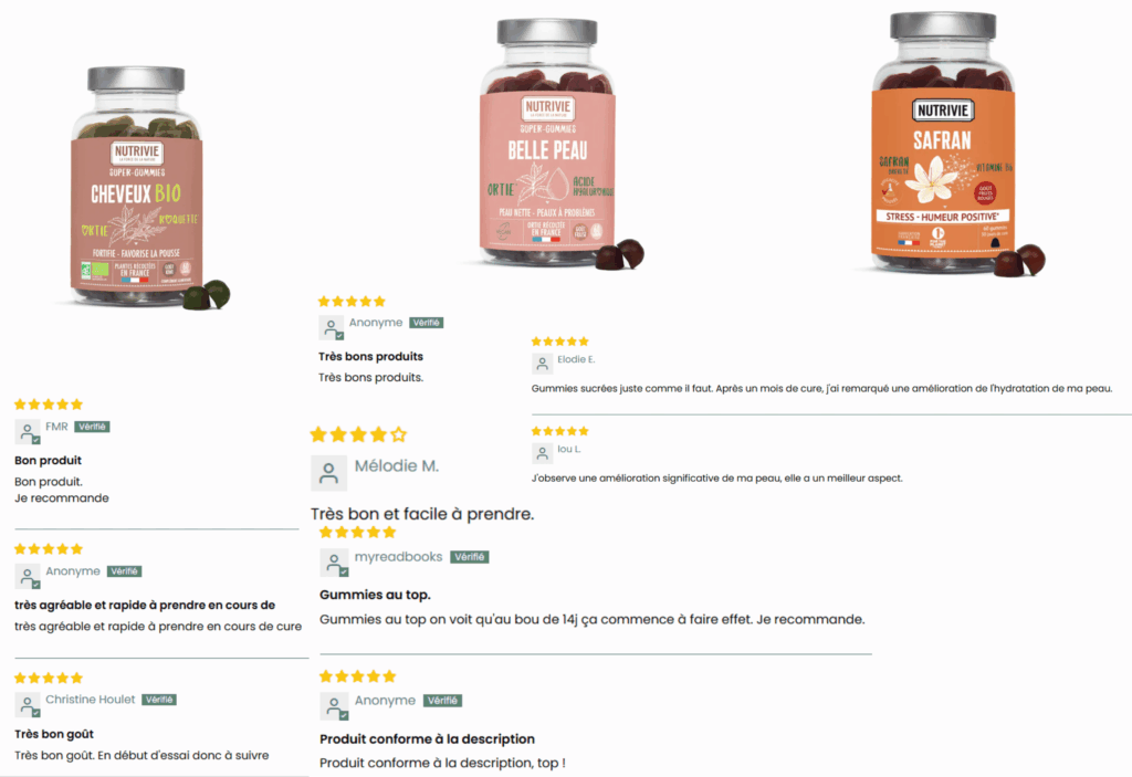 avis des clients sur les gummies nutrivie