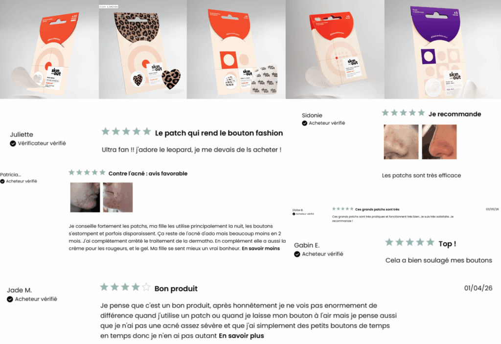 avis des clients sur les patchs skin and out