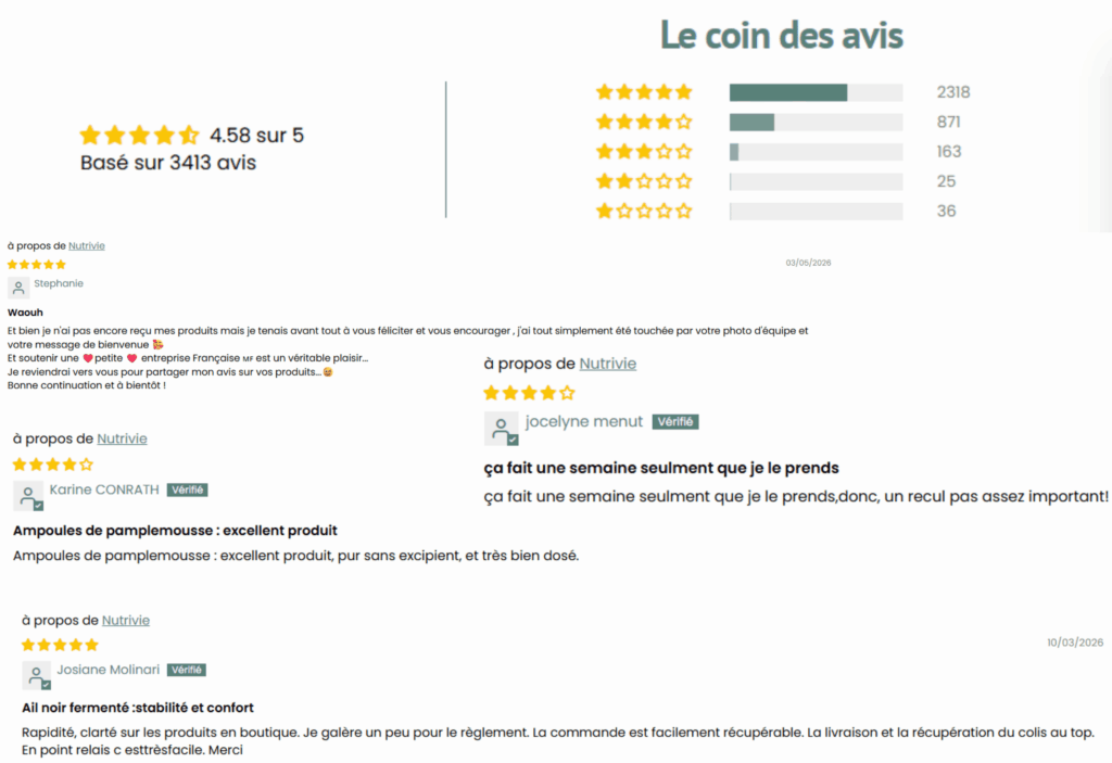 avis des clients sur nutrivie