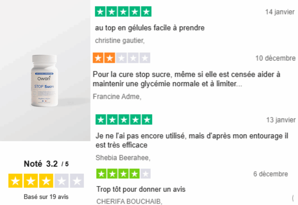 avis des clients sur owari stop sucre