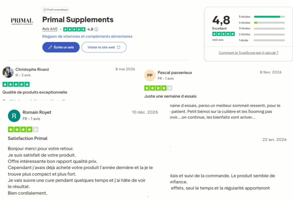 avis des clients sur primal supplements