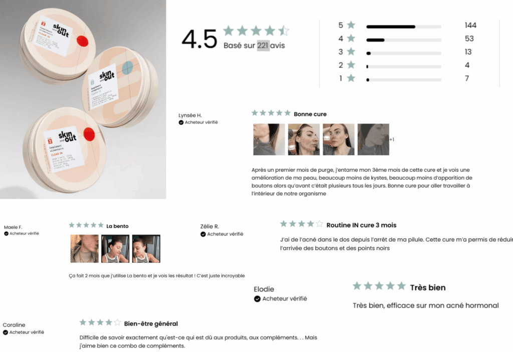 avis des clients sur skin and out complément alimentaire