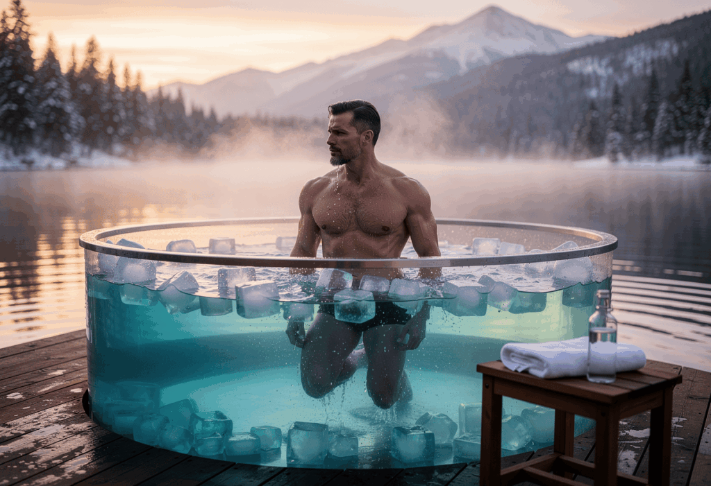 un homme prenant un bain froid