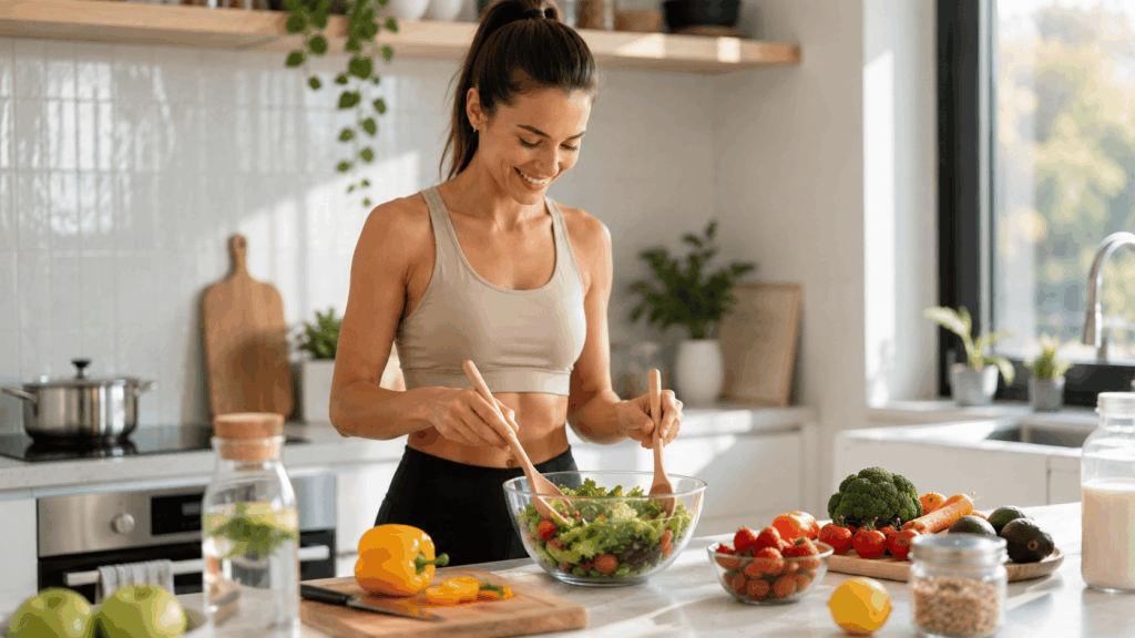 un personne preparant un repas sain