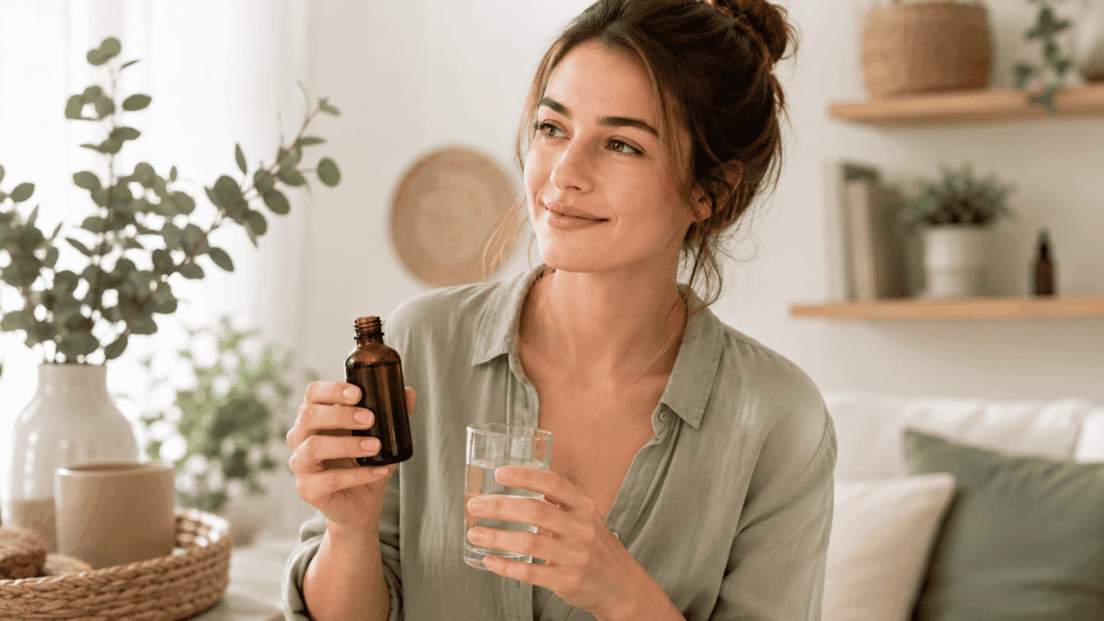 une femme utulisant son argent colloïdal nutrivie