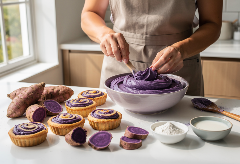 une personne utulisant de la poudre d'ube