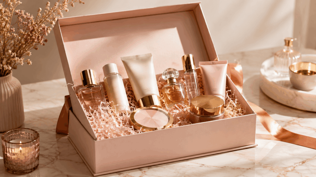 Coffret de beauté élégant beauty success sur marbre