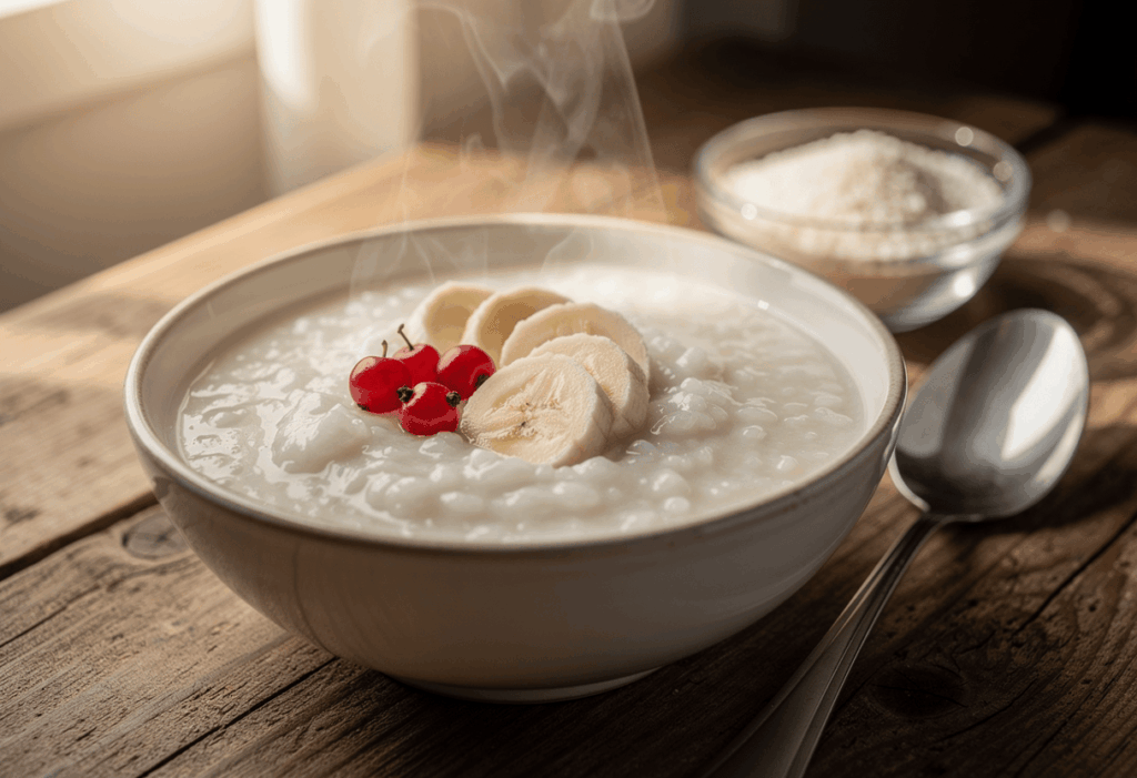 La crème de riz en préparation