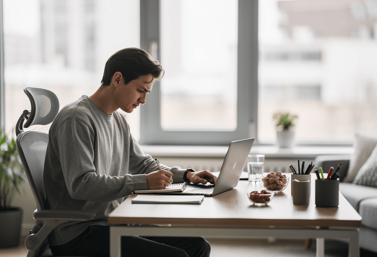 Personne concentrée au travail ou aux études
