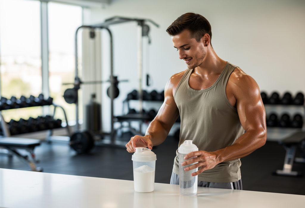 Sportif consommant une whey après l'entraînement