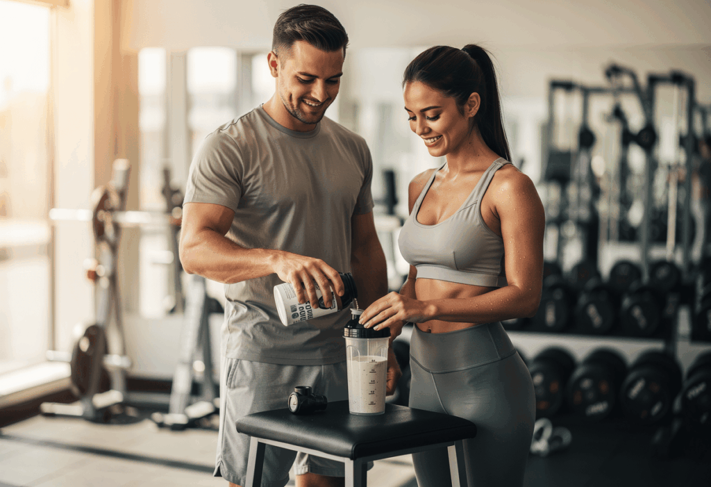 Utilisateur consommant sa whey après l'entraînement