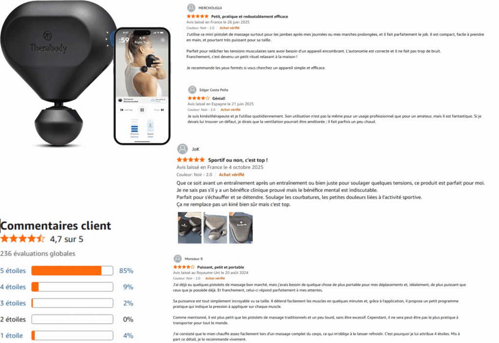 avis des clients sur theragun mini