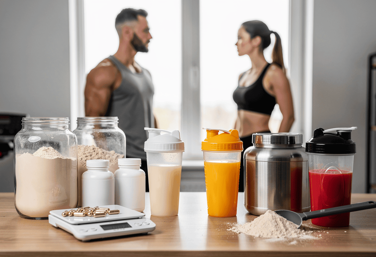 un sportif ou d'une sportive préparant un shaker de protéines nutrimuscle ou eric favre