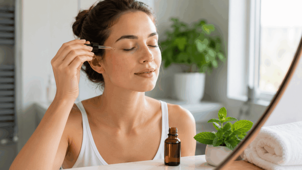 Application de l'huile essentielle contre les maux de tête
