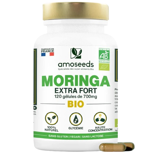 Amoseeds Moringa Bio 400 gélules format XXL économique