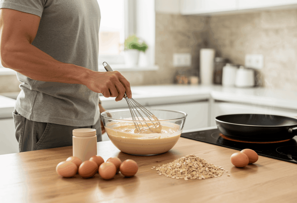 Préparation de pancakes protéinés