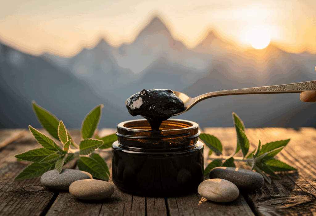 Résine de shilajit en gros plan
