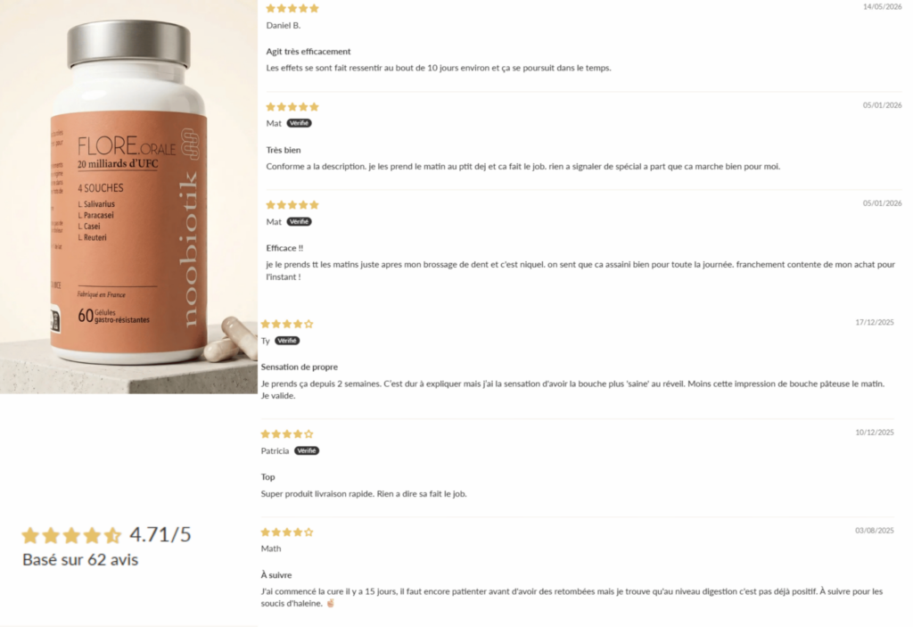 avis des clients sur Noobiotik pour haleine