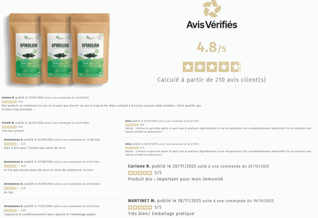 avis des clients sur la spiruline valebio