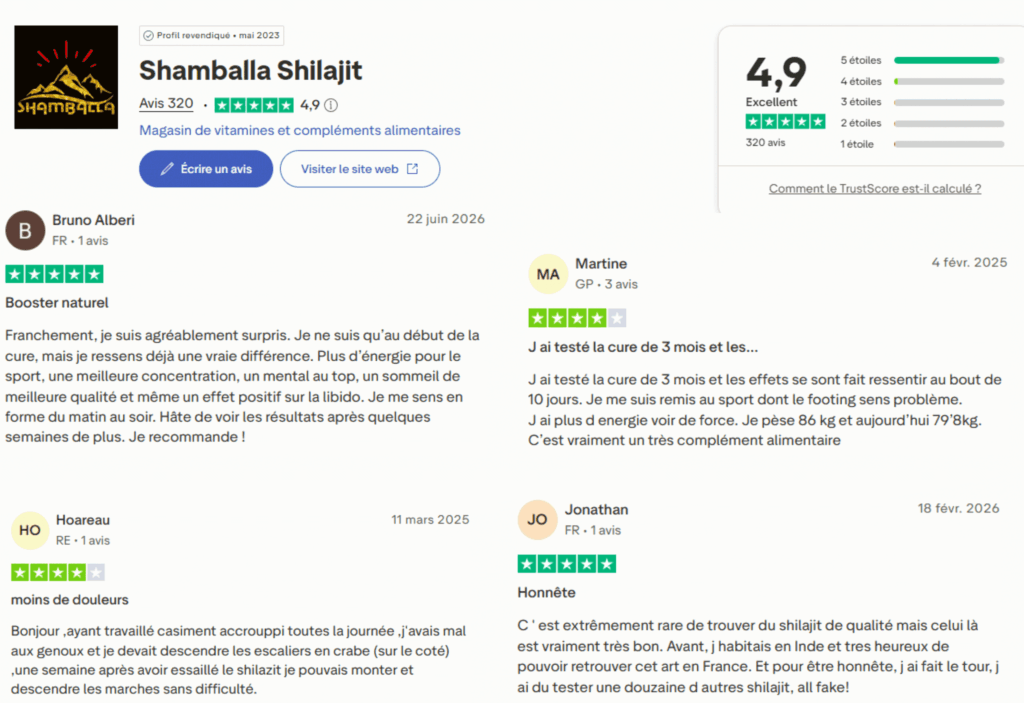 avis des clients sur shamballa shilajit
