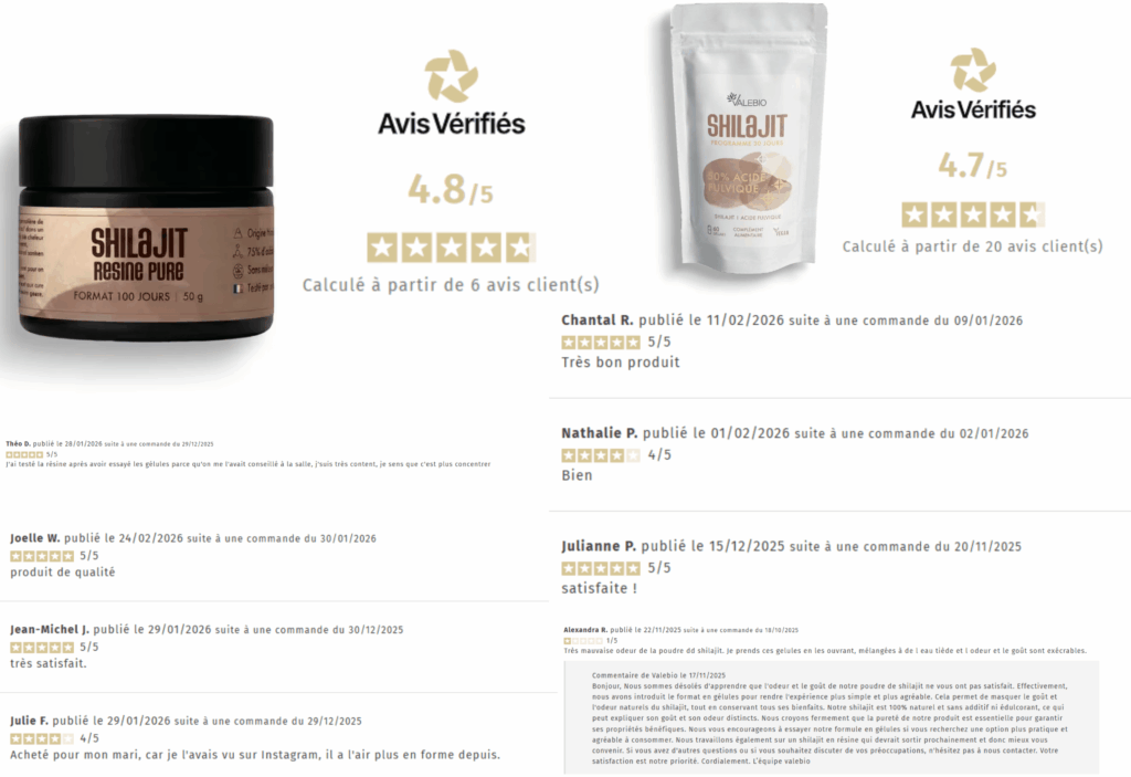 avis des clients sur shilajit valebio