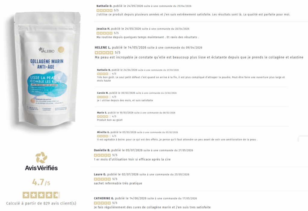 avis des clients sur valebio collagène marin