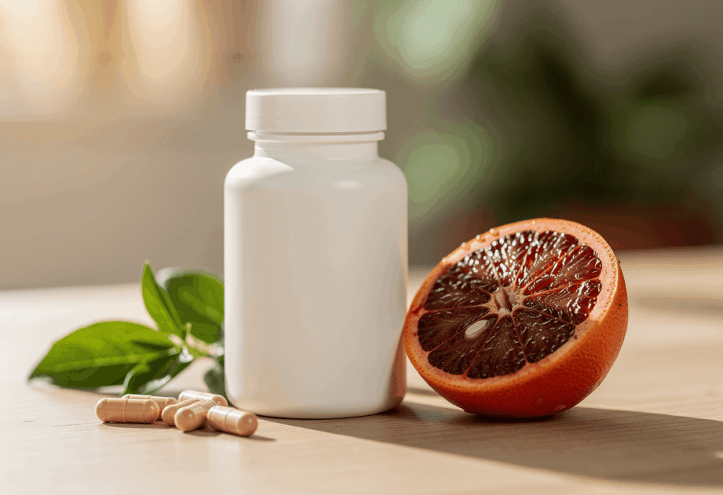 un flacon de complément alimentaire inspiré de Morosil Valebio