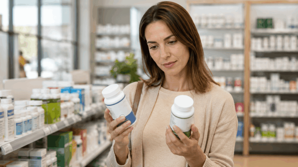 une femme dans une pharmacie moderne ou un espace bien-être