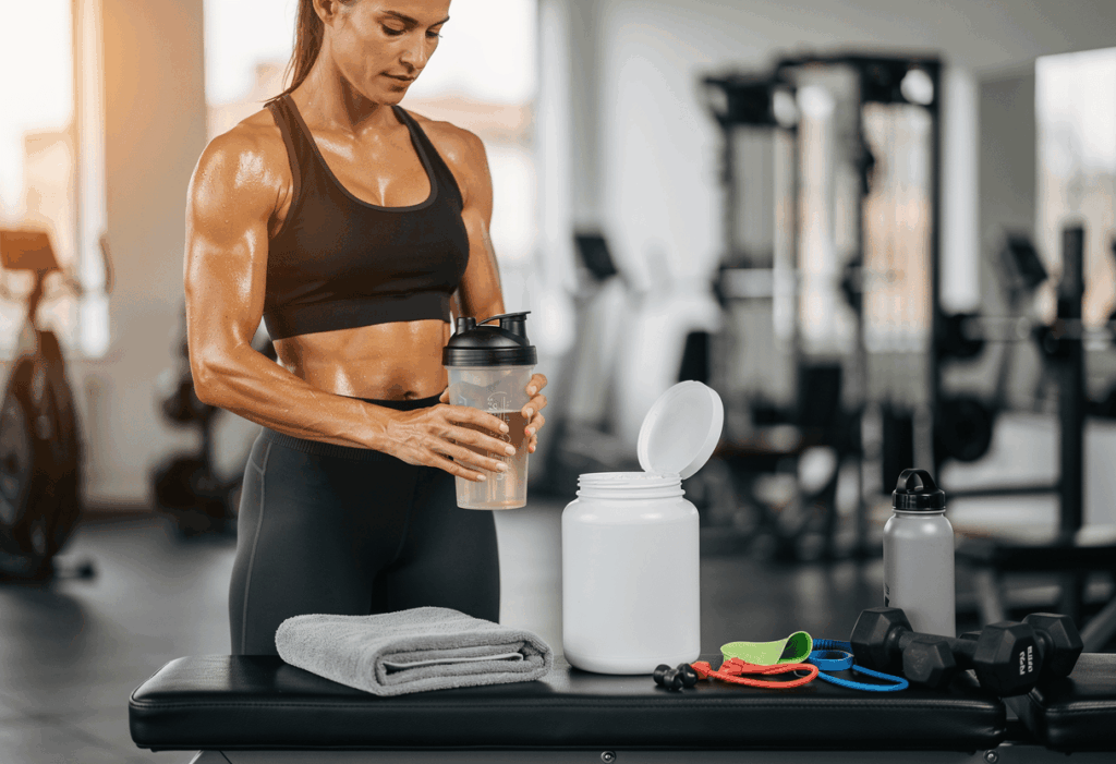 une sportive préparant une boisson à base de maltodextrine