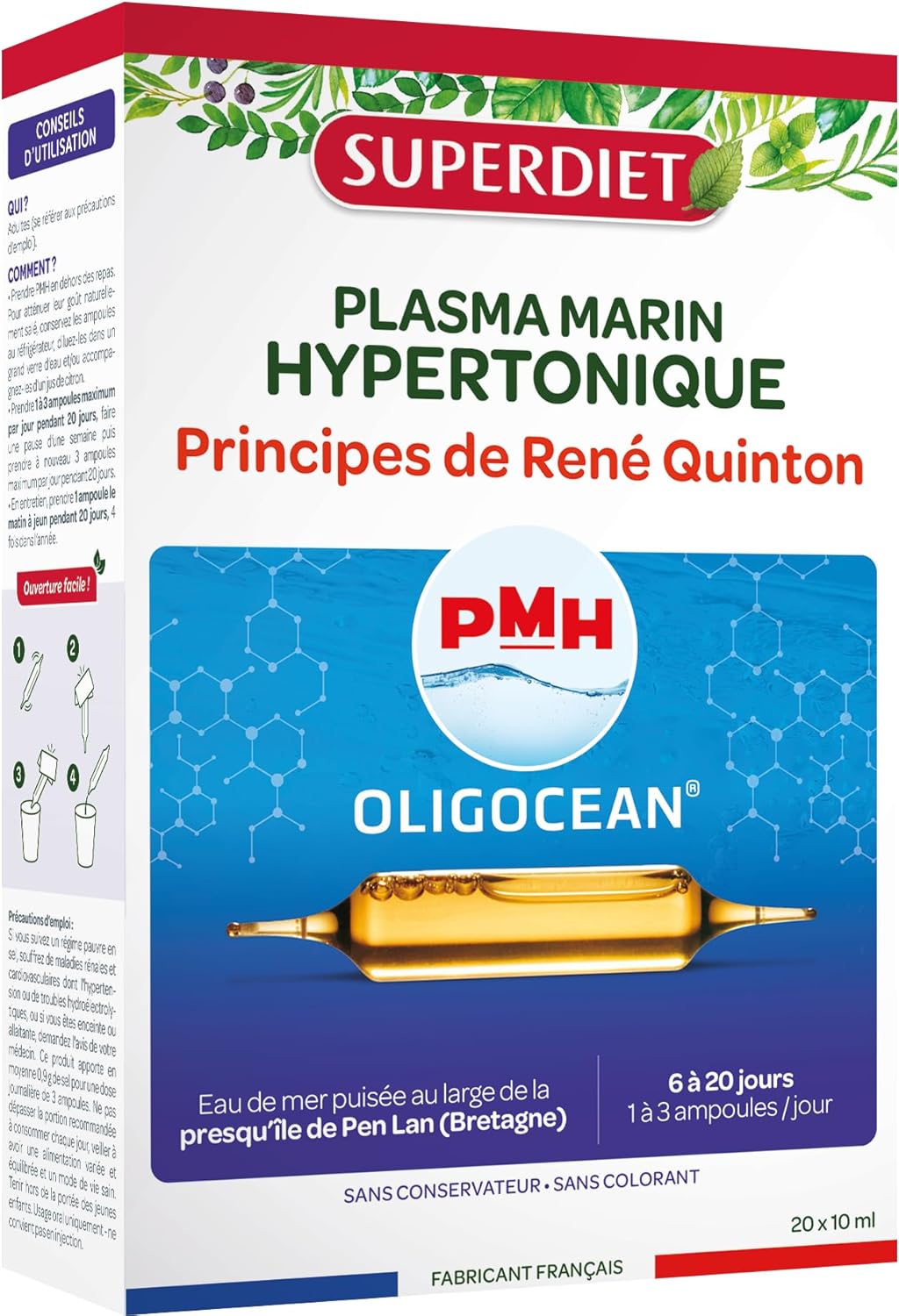Superdiet Oligocéan PMH Plasma Marin Hypertonique Quinton 20 ampoules