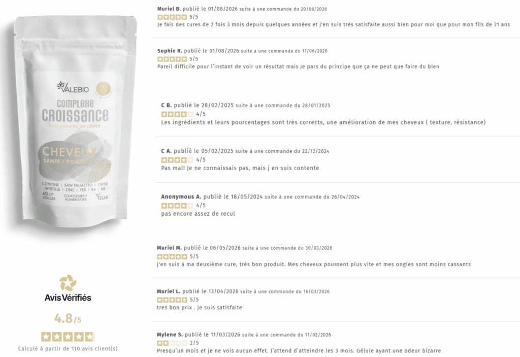 avis des clients sur cheveux valebio