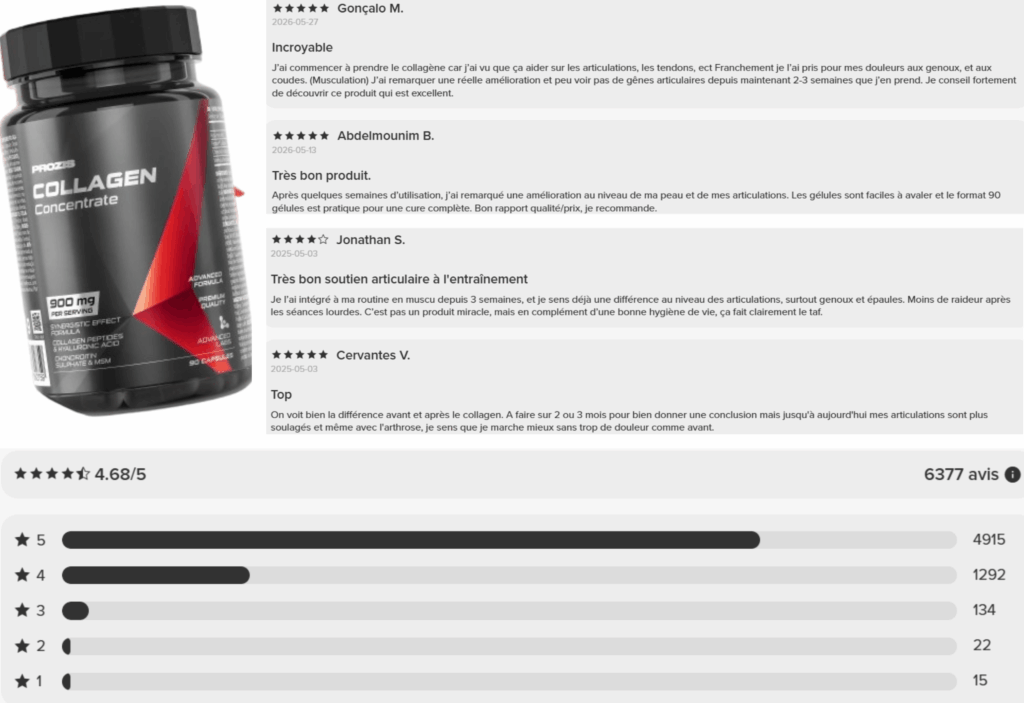 avis des clients sur le collagène prozis