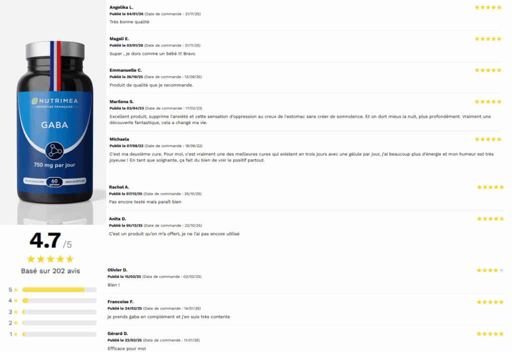 avis des clients sur le gaba nutrimea