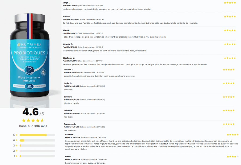 avis des clients sur le probiotique nutrimea
