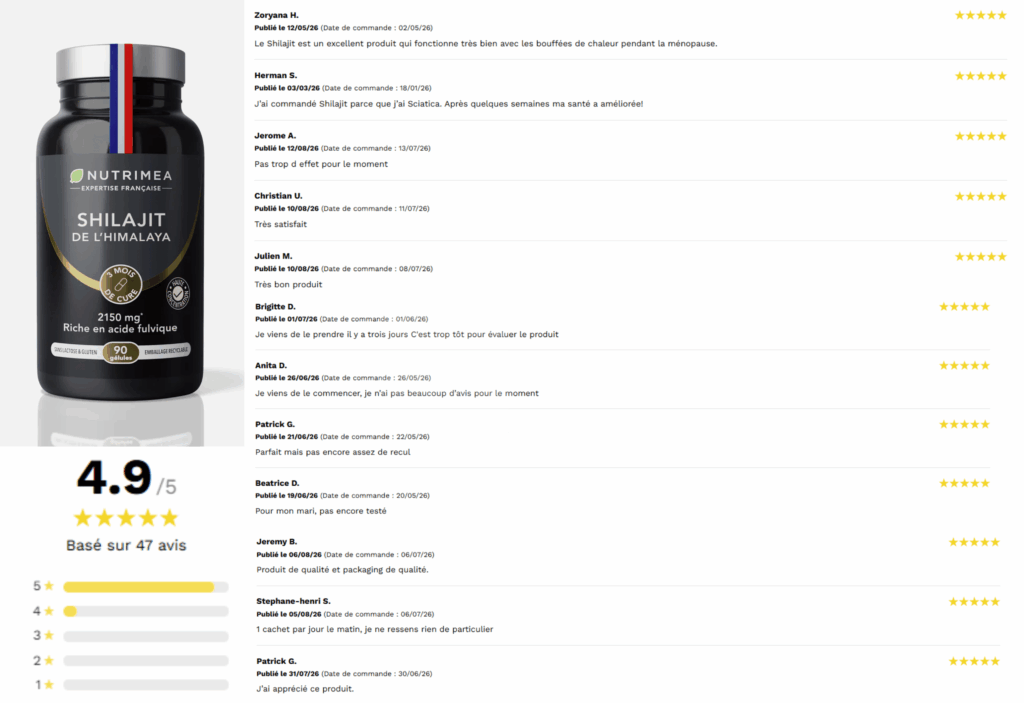 avis des clients sur le shilajit nutrimea