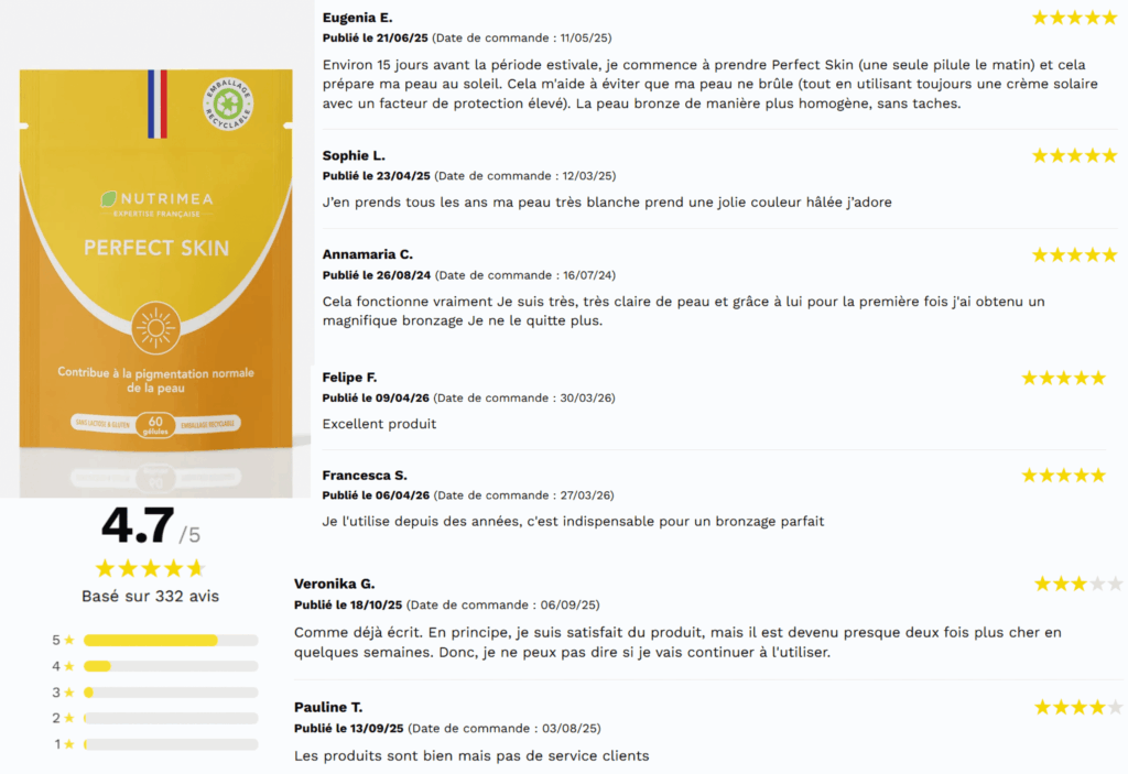 avis des clients sur perfect skin nutrimea
