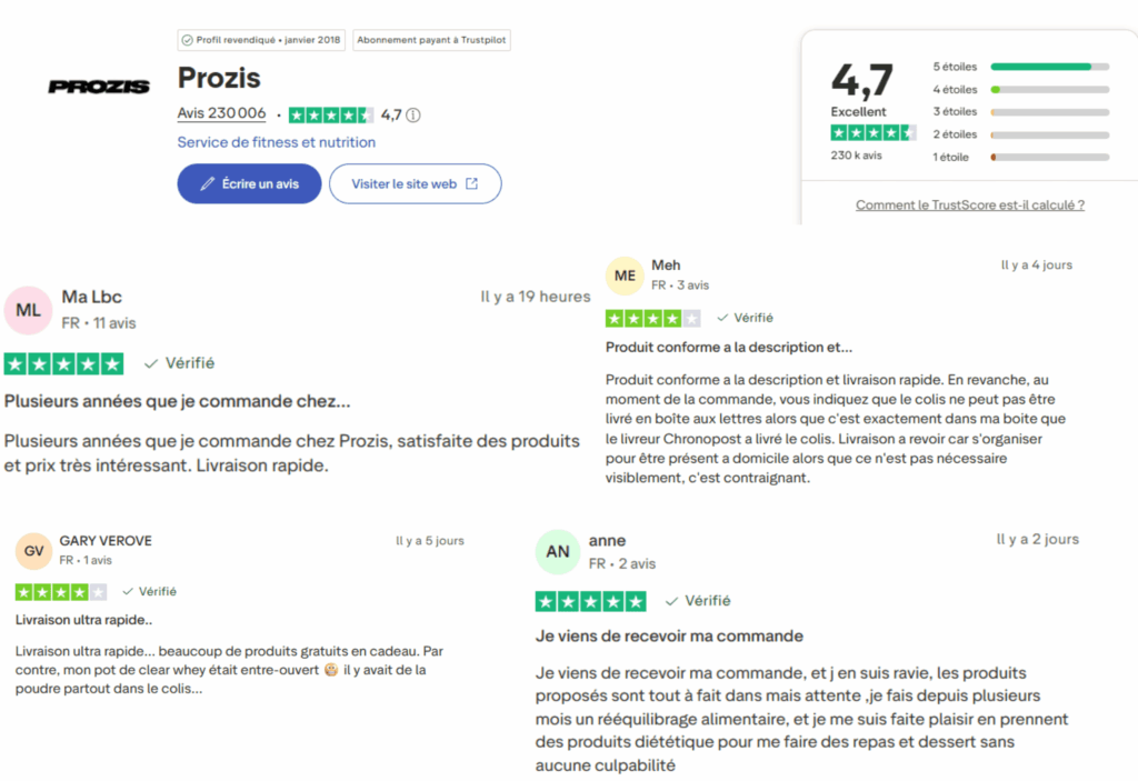 avis des clients sur prozis