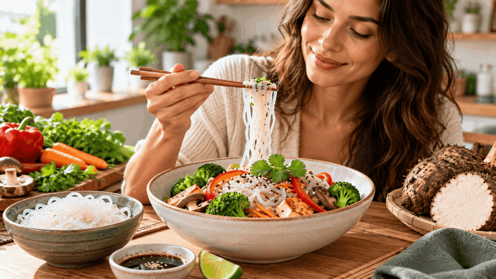 Les nouilles de konjac dans une alimentation équilibrée