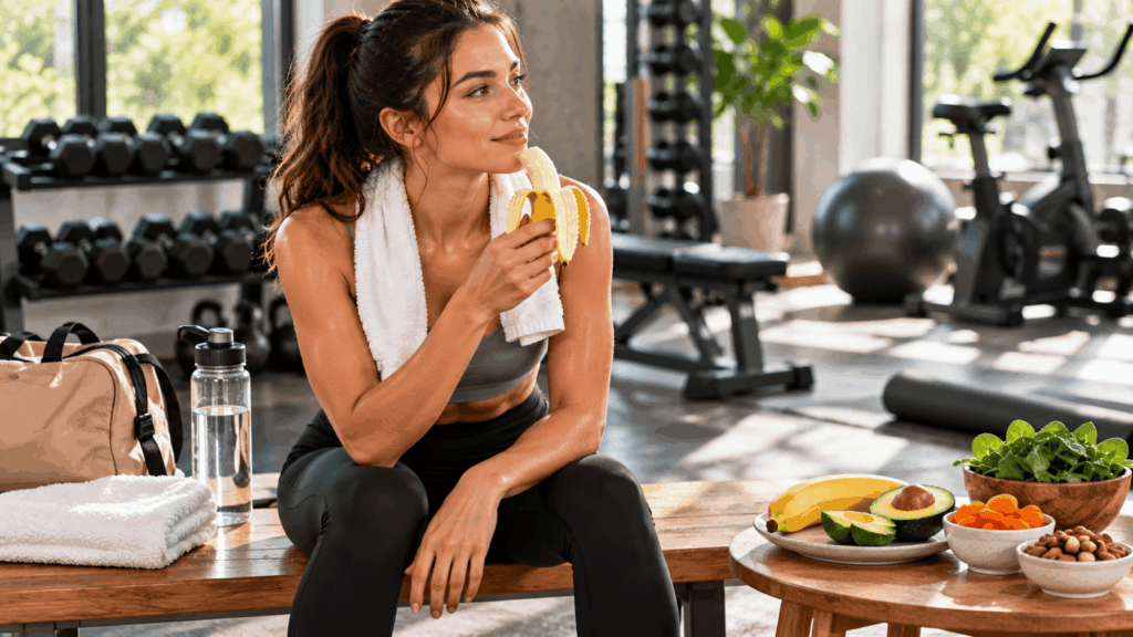Une femme sportive après un entraînement, illustrant le rôle du potassium dans les muscles